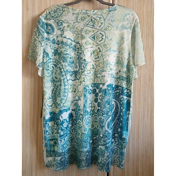 JM Collection Women's Blouse Size 1X Pullover Sheer Sleeves & Hem Gold Bling NWT - Picture 2 of 8